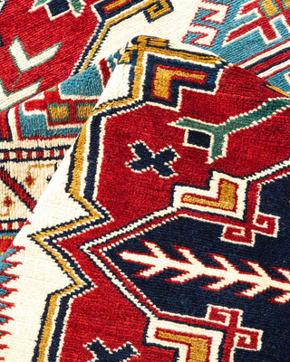 Bohemian Tribal Red Wool Area Rug 5' 10" x 8' 5" - Solo Rugs