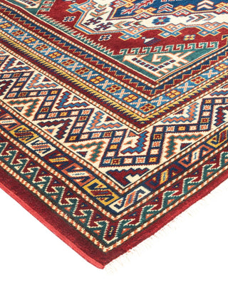 Bohemian Tribal Orange Wool Area Rug 5' 2" x 6' 9" - Solo Rugs