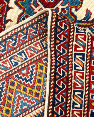Bohemian Tribal Red Wool Area Rug 5' 1" x 6' 9" - Solo Rugs