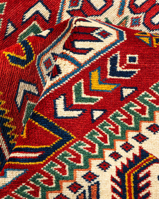 Bohemian Tribal Orange Wool Area Rug 5' 0" x 6' 9" - Solo Rugs