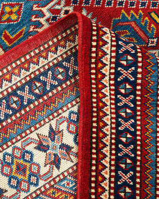 Bohemian Tribal Orange Wool Area Rug 5' 1" x 7' 0" - Solo Rugs