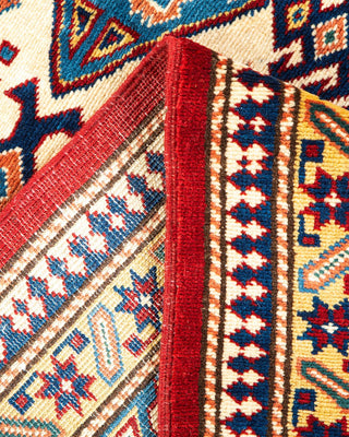 Bohemian Tribal Red Wool Area Rug 5' 1" x 6' 7" - Solo Rugs