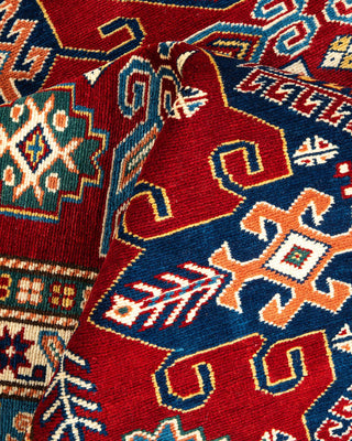Bohemian Tribal Red Wool Area Rug 5' 1" x 6' 7" - Solo Rugs