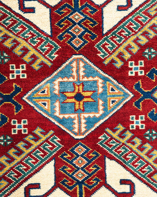 Bohemian Tribal Ivory Wool Area Rug 5' 4" x 7' 4" - Solo Rugs