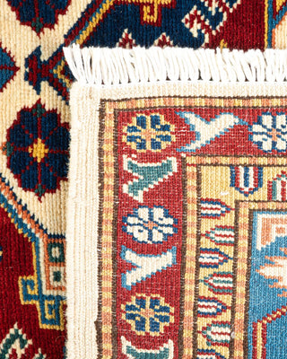 Bohemian Tribal Orange Wool Area Rug 4' 3" x 6' 3" - Solo Rugs
