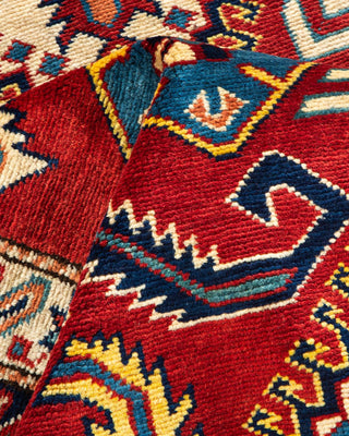 Bohemian Tribal Red Wool Area Rug 4' 3" x 6' 2" - Solo Rugs