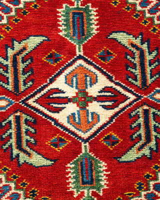 Bohemian Tribal Red Wool Area Rug 4' 1" x 6' 1" - Solo Rugs