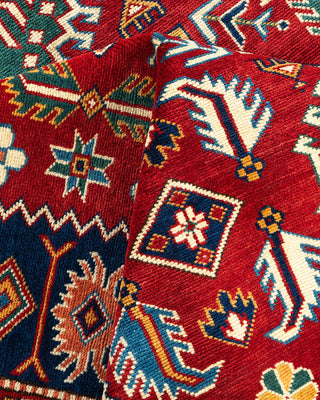 Bohemian Tribal Orange Wool Area Rug 6' 6" x 10' 5" - Solo Rugs