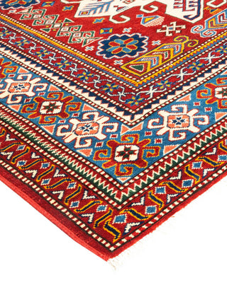 Bohemian Tribal Orange Wool Area Rug 6' 1" x 8' 5" - Solo Rugs