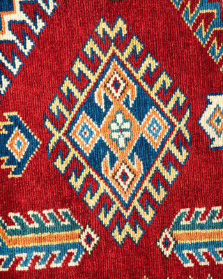 Bohemian Tribal Orange Wool Area Rug 6' 3" x 7' 10" - Solo Rugs