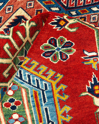 Bohemian Tribal Red Wool Area Rug 5' 10" x 7' 8" - Solo Rugs