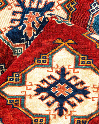 Bohemian Tribal Red Wool Area Rug 6' 1" x 8' 10" - Solo Rugs