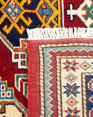 Bohemian Tribal Orange Wool Area Rug 5' 1" x 7' 4" - Solo Rugs