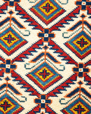 Bohemian Tribal Ivory Wool Area Rug 4' 10" x 7' 3" - Solo Rugs