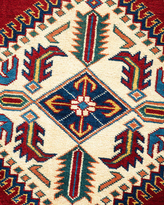 Bohemian Tribal Orange Wool Area Rug 5' 2" x 7' 2" - Solo Rugs