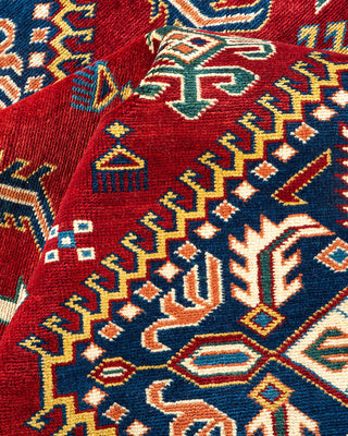 Bohemian Tribal Orange Wool Area Rug 5' 2" x 7' 2" - Solo Rugs