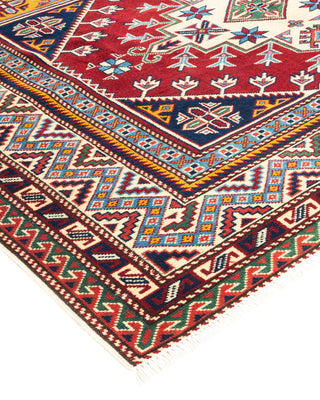 Bohemian Tribal Red Wool Area Rug 5' 2" x 7' 3" - Solo Rugs