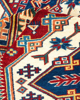 Bohemian Tribal Ivory Wool Area Rug 6' 0" x 8' 1" - Solo Rugs