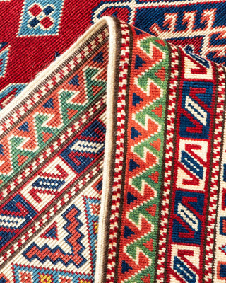 Bohemian Tribal Orange Wool Area Rug 5' 2" x 7' 4" - Solo Rugs