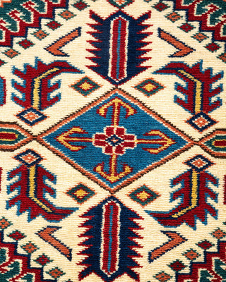 Bohemian Tribal Green Wool Area Rug 5' 3" x 6' 10" - Solo Rugs