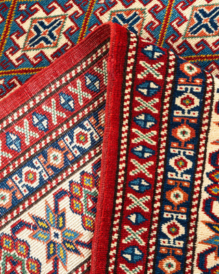 Bohemian Tribal Orange Wool Area Rug 5' 2" x 6' 7" - Solo Rugs