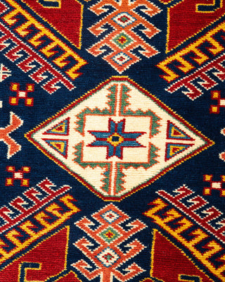 Bohemian Tribal Orange Wool Area Rug 5' 0" x 6' 10" - Solo Rugs