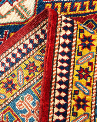 Bohemian Tribal Orange Wool Area Rug 5' 0" x 6' 10" - Solo Rugs