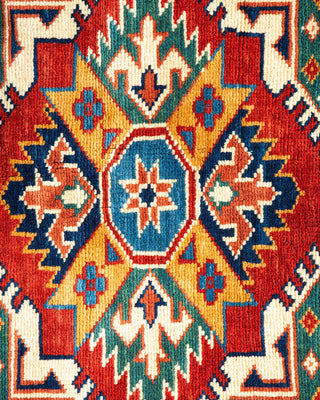 Bohemian Tribal Red Wool Area Rug 5' 4" x 6' 5" - Solo Rugs
