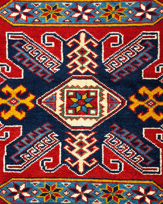Bohemian Tribal Orange Wool Area Rug 4' 6" x 5' 10" - Solo Rugs
