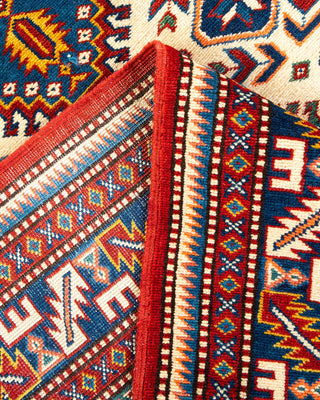 Bohemian Tribal Red Wool Area Rug 4' 4" x 5' 10" - Solo Rugs