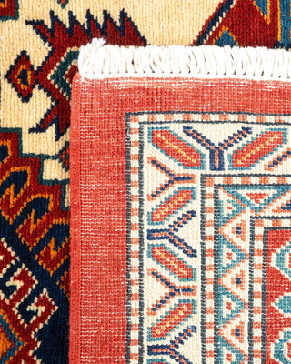 Bohemian Tribal Blue Wool Area Rug 4' 5" x 6' 4" - Solo Rugs