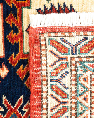 Bohemian Tribal Blue Wool Area Rug 4' 4" x 6' 2" - Solo Rugs