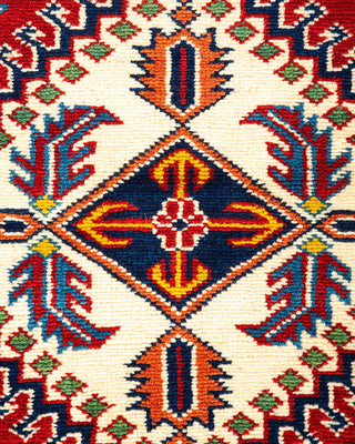 Bohemian Tribal Red Wool Area Rug 4' 3" x 5' 10" - Solo Rugs