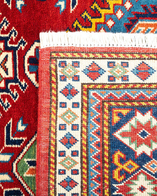 Bohemian Tribal Red Wool Area Rug 4' 3" x 5' 10" - Solo Rugs