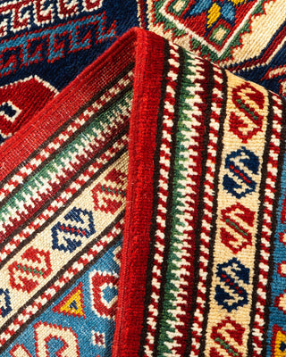 Bohemian Tribal Orange Wool Area Rug 4' 5" x 5' 10" - Solo Rugs