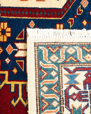Bohemian Tribal Red Wool Area Rug 6' 10" x 9' 4" - Solo Rugs