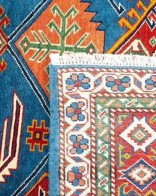 Bohemian Tribal Light Blue Wool Area Rug 5' 0" x 6' 10" - Solo Rugs