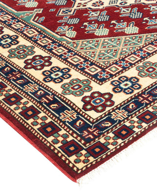 Bohemian Tribal Red Wool Area Rug 5' 2" x 6' 10" - Solo Rugs