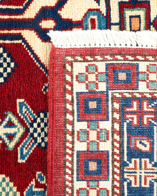 Bohemian Tribal Red Wool Area Rug 5' 2" x 6' 10" - Solo Rugs