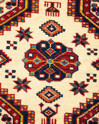 Bohemian Tribal Ivory Wool Area Rug 5' 3" x 7' 2" - Solo Rugs