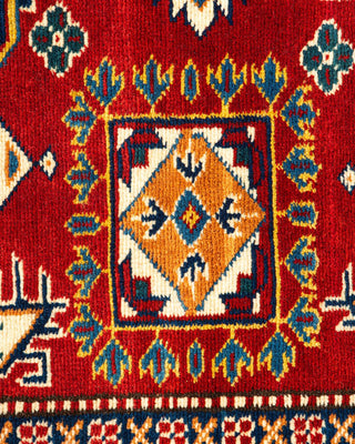 Bohemian Tribal Orange Wool Area Rug 4' 1" x 6' 0" - Solo Rugs