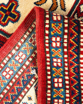 Bohemian Tribal Orange Wool Area Rug 4' 1" x 6' 0" - Solo Rugs