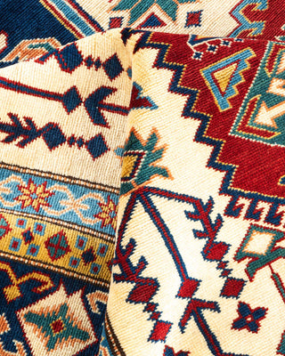Bohemian Tribal Orange Wool Area Rug 6' 6" x 9' 10" - Solo Rugs