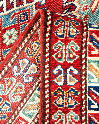 Bohemian Tribal Orange Wool Area Rug 6' 2" x 8' 2" - Solo Rugs