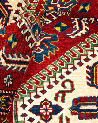 Bohemian Tribal Orange Wool Area Rug 6' 1" x 7' 10" - Solo Rugs