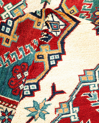 Bohemian Tribal Ivory Wool Area Rug 5' 8" x 8' 2" - Solo Rugs