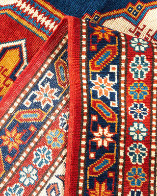 Bohemian Tribal Orange Wool Area Rug 6' 1" x 9' 3" - Solo Rugs