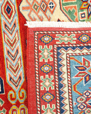 Bohemian Tribal Orange Wool Area Rug 5' 9" x 7' 1" - Solo Rugs