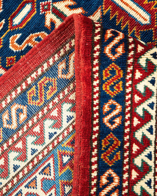 Bohemian Tribal Red Wool Area Rug 5' 3" x 7' 1" - Solo Rugs