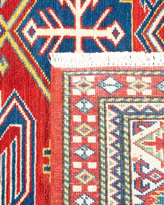 Bohemian Tribal Orange Wool Area Rug 5' 3" x 6' 9" - Solo Rugs